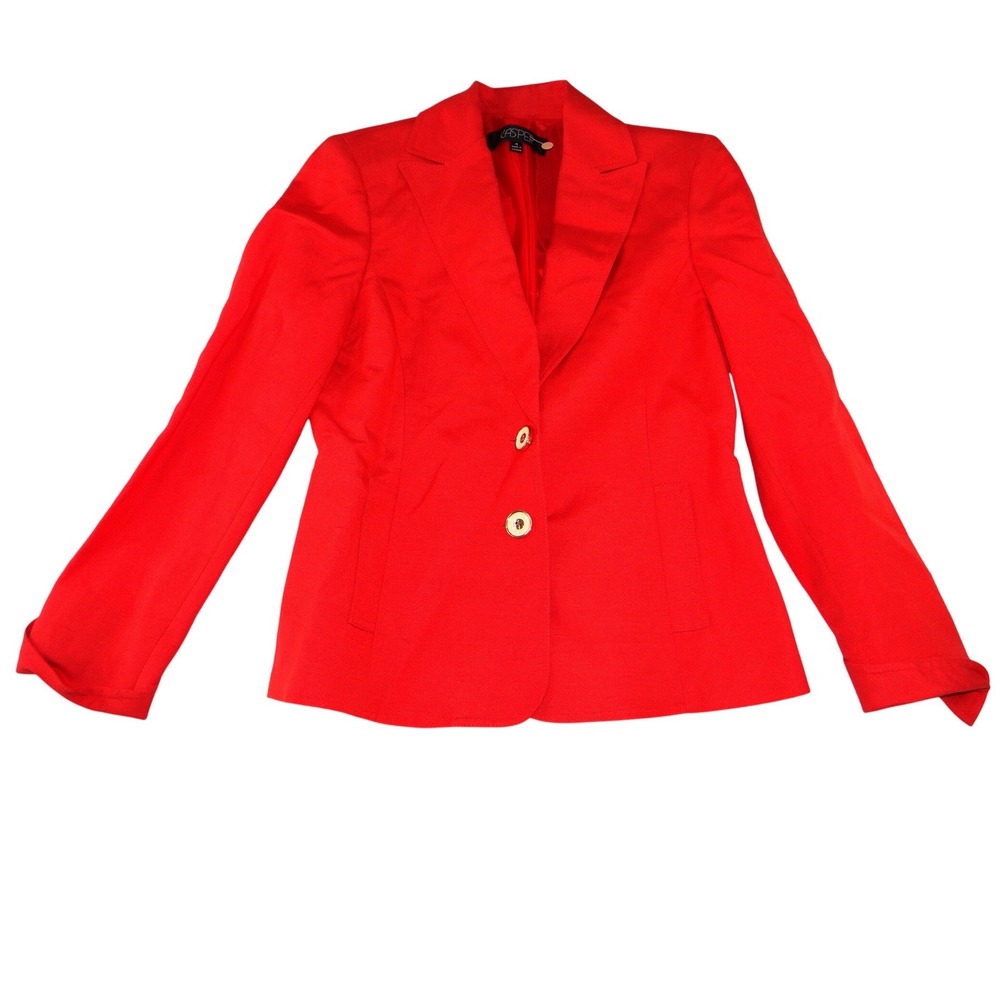 NWT-Kasper Womens Red Two Button Blazer Suit Jacket Notched Lapel Size 4